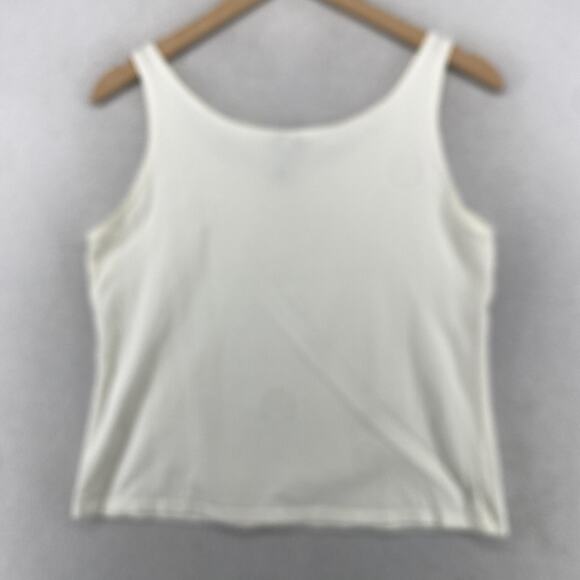 EILEEN FISHER Tank Top M Stretch Cotton Jersey Scoop Neck Shell Off White USA - Picture 3 of 10